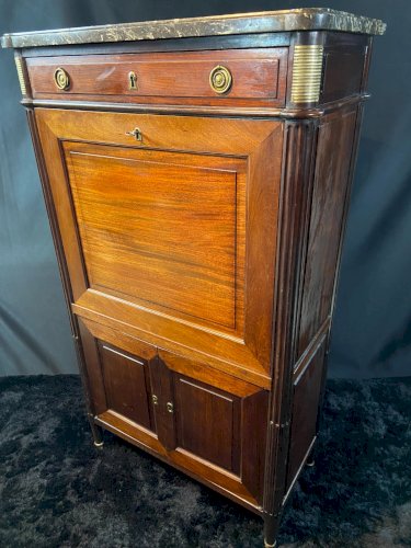 Secrétaire XVIIIe en acajou massif Louis XVI