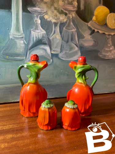 Sel poivre huile vinaigre XIXème en biscuit