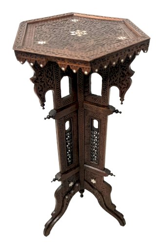 Sellette de style Syrien en bois sculpté a incrustation XX siècle
