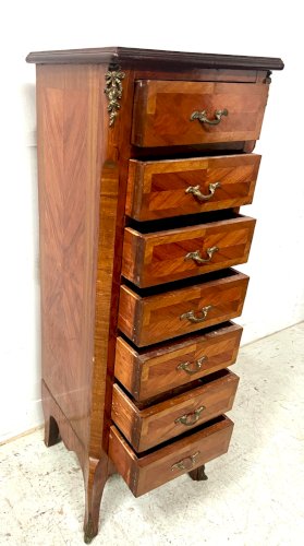 Semainier de style Louis XV en placage de bois de rose XX siècle