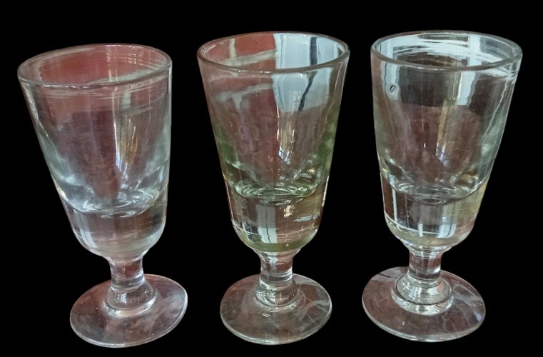 Série 3 Grands Verres Absinthe Verre Soufflé  Bar Bistrot Ancien Old Glasses