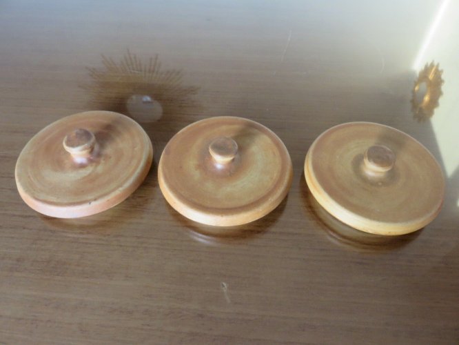 SERIE 3 POTS POTERIE DE LA COLOMBE EN GRES TACHISTE ANNEES 50 60