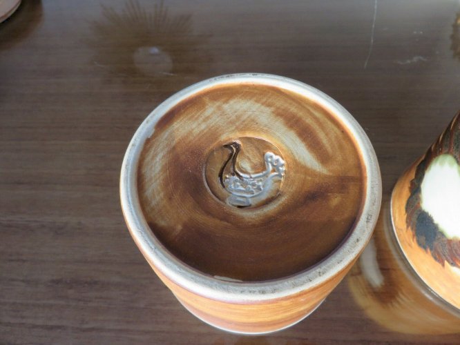 SERIE 3 POTS POTERIE DE LA COLOMBE EN GRES TACHISTE ANNEES 50 60