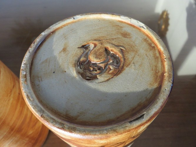 SERIE 3 POTS POTERIE DE LA COLOMBE EN GRES TACHISTE ANNEES 50 60