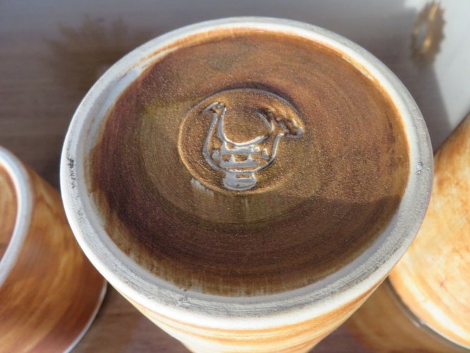 SERIE 3 POTS POTERIE DE LA COLOMBE EN GRES TACHISTE ANNEES 50 60
