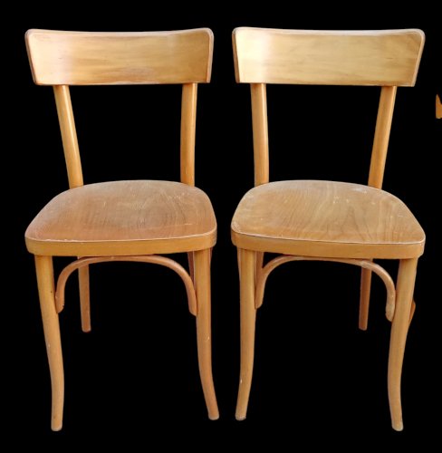 Série 4 Anciennes Chaises Bois Thonet Mobilier Bistrot Bar Ancien Estampillées