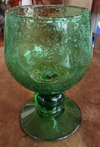 Série 4 Anciens Verres à pied Verrerie Biot verre soufflé bullé Old glasses