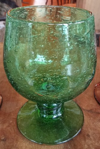 Série 4 Anciens Verres à pied Verrerie Biot verre soufflé bullé Old glasses