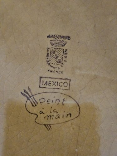 Série 7 assiettes plates céramique émaillées "Mexico" Sarreguemines