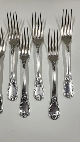 SERIE DE 11 GRANDES FOURCHETTES CHRISTOFLE MARLY EN METAL ARGENTE