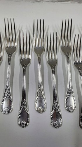 SERIE DE 11 GRANDES FOURCHETTES CHRISTOFLE MARLY EN METAL ARGENTE