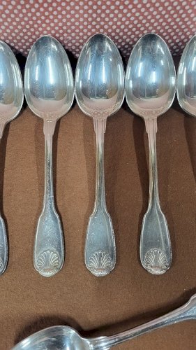 SERIE DE 12 COUVERTS GROSSE CUILLERES CHRISTOFLE COQUILLE VENDÔME