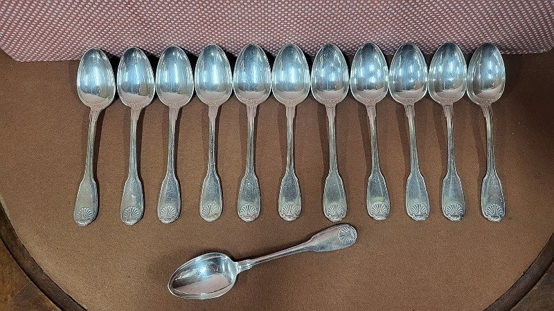 SERIE DE 12 COUVERTS GROSSE CUILLERES CHRISTOFLE COQUILLE VENDÔME