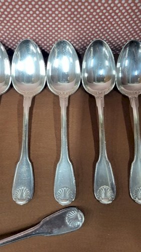 SERIE DE 12 COUVERTS GROSSE CUILLERES CHRISTOFLE COQUILLE VENDÔME