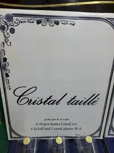 SERIE DE 12 VERRES 6 VERRES BAS + 6 VERRES HAUT EN CRISTAL TAILLE