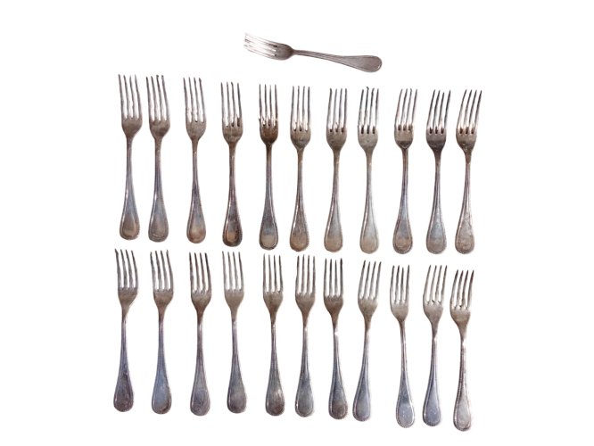 Série de 22 fourchettes + 1 Christofle hôtellerie