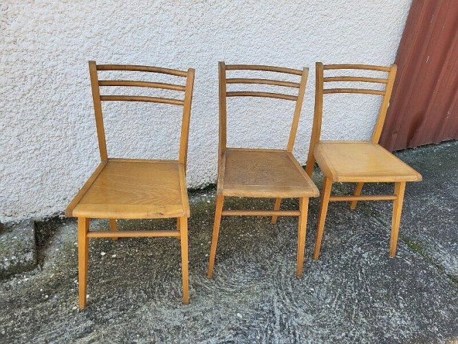 SERIE DE 3 CHAISES BISTROT 1950