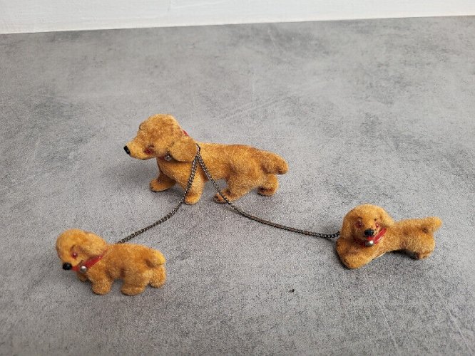 SERIE DE 3 CHIENS VINTAGE CARL M WEST GERMANY ORIGINAL A POILS RAS