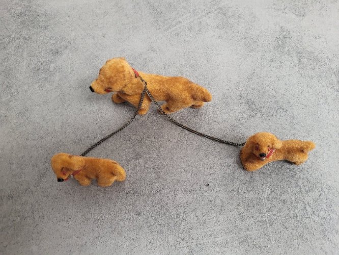 SERIE DE 3 CHIENS VINTAGE CARL M WEST GERMANY ORIGINAL A POILS RAS