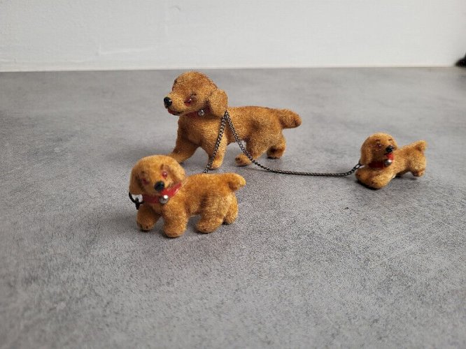 SERIE DE 3 CHIENS VINTAGE CARL M WEST GERMANY ORIGINAL A POILS RAS