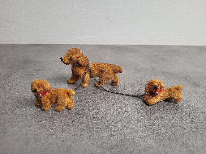 SERIE DE 3 CHIENS VINTAGE CARL M WEST GERMANY ORIGINAL A POILS RAS