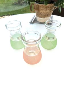 Série de 3 vases granité à bulbes vintage