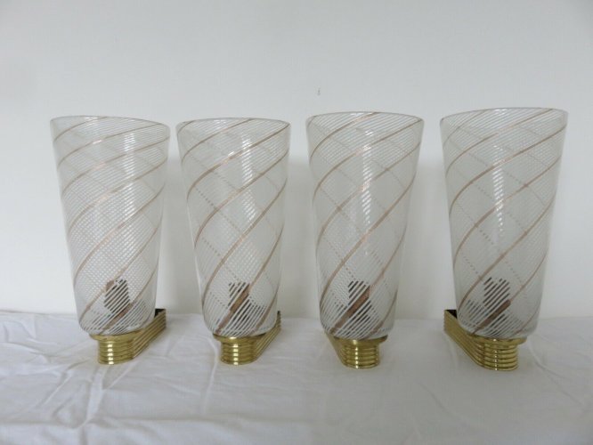SERIE DE 4 APPLIQUES  BAROVIER & TOSO  EN VERRE DE MURANO ANNEE 1957.