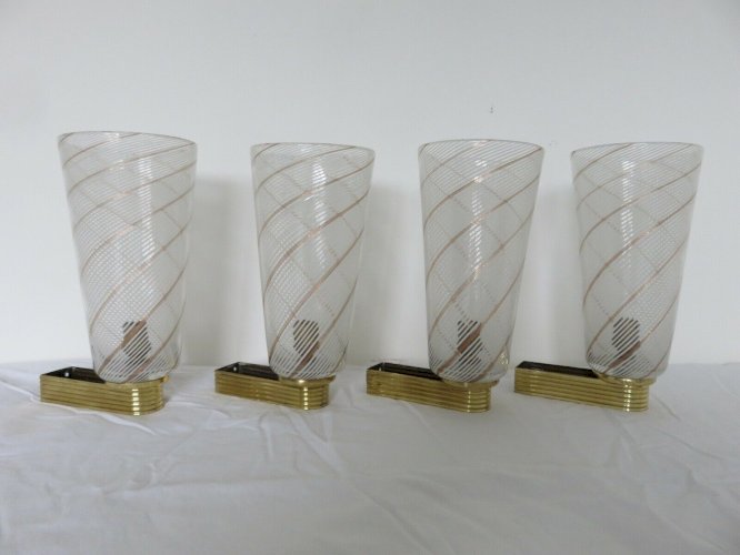 SERIE DE 4 APPLIQUES  BAROVIER & TOSO  EN VERRE DE MURANO ANNEE 1957.