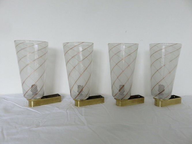 SERIE DE 4 APPLIQUES  BAROVIER & TOSO  EN VERRE DE MURANO ANNEE 1957.