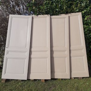 Set of 4 Antique Solid Wood Paneled Moulded Interior Communication Doors