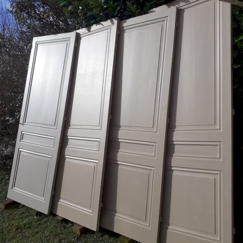 Série de 4 Portes de communication intérieures anciennes bois massif panneautées moulurées