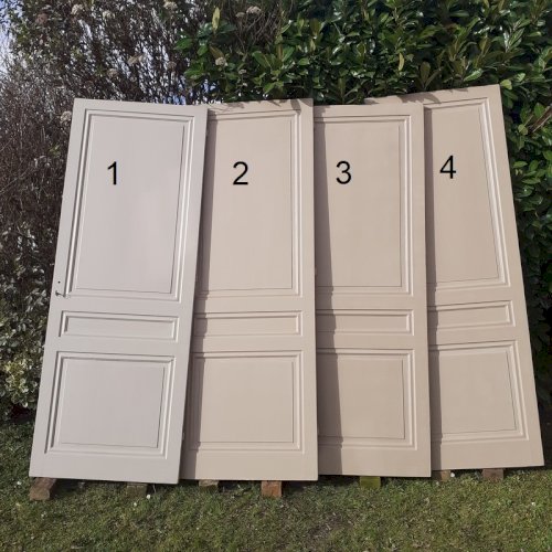 Série de 4 Portes de communication intérieures anciennes bois massif panneautées moulurées