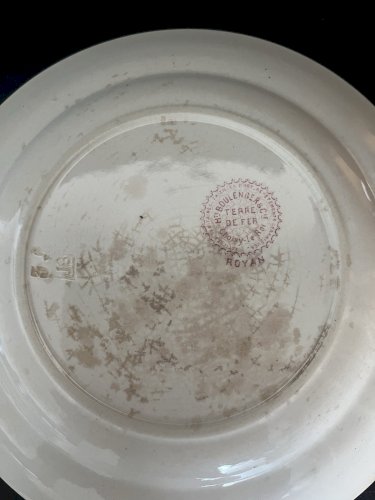 serie de 5  Assiettes  De Choisy Le Roi Terre De Fer  Fin 19ème décor floral