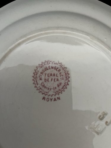 serie de 5  Assiettes  De Choisy Le Roi Terre De Fer  Fin 19ème décor floral