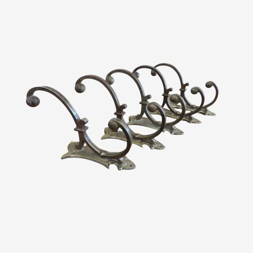 SERIE DE 5 GRANDS PORTE MANTEAU ART DECO, PATERES DOUBLES MURALES ANNEES 20 30