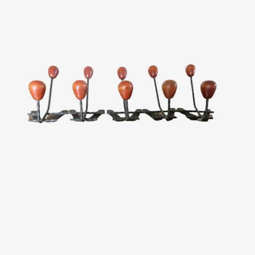 SERIE DE 5 PORTE MANTEAUX MURAUX SCANDINAVES 2 PATERES BOIS ANNEES 60 70 VINTAGE