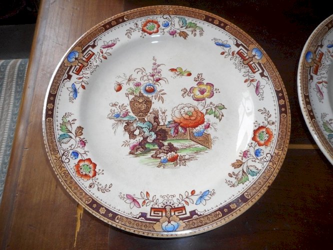 SERIE DE 6 ASSIETTES BROWN FIELD DETROIT IVORY
