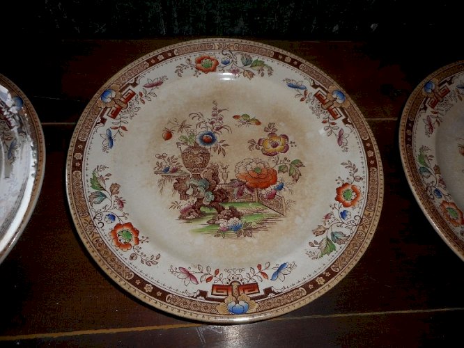 SERIE DE 6 ASSIETTES BROWN FIELD DETROIT IVORY