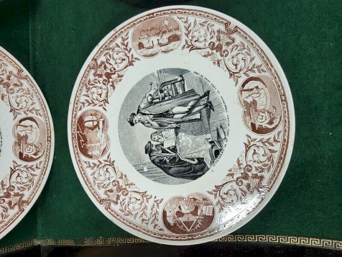 SERIE DE 6 ASSIETTES SUR LES INVENTEURS DIGOINS SARREGUEMINES