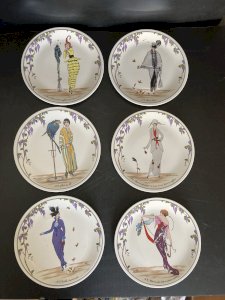 série de 6 assiettes Villeroy et Boch design 1900 art deco désign mucha