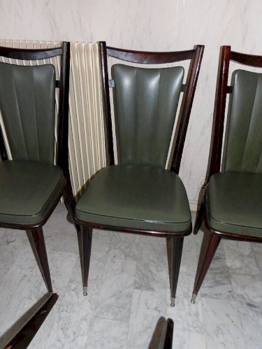 SERIE DE 6 CHAISES 1960 EN MACASSAR ET SKYL