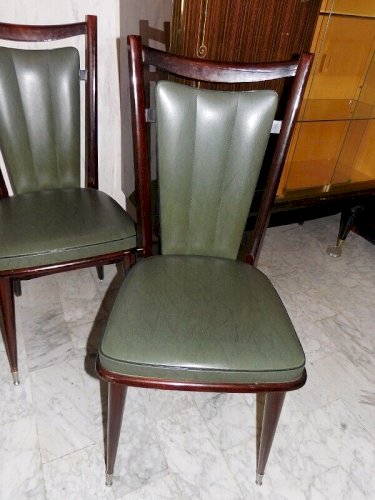 SERIE DE 6 CHAISES 1960 EN MACASSAR ET SKYL