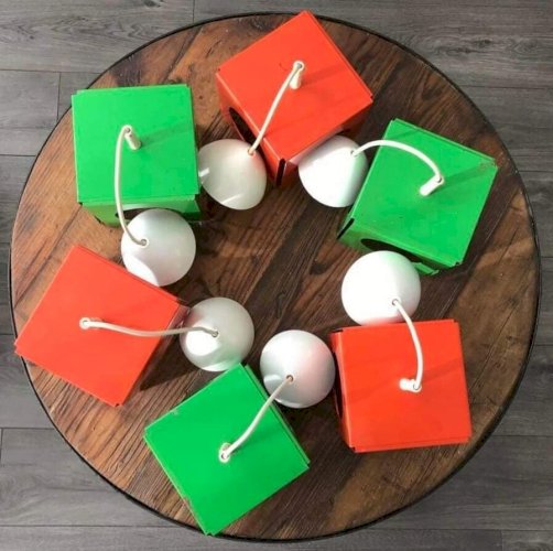 Serie De 6 Lampes Vintage Tôle Pliee Space Age Anciennes