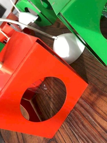 Serie De 6 Lampes Vintage Tôle Pliee Space Age Anciennes