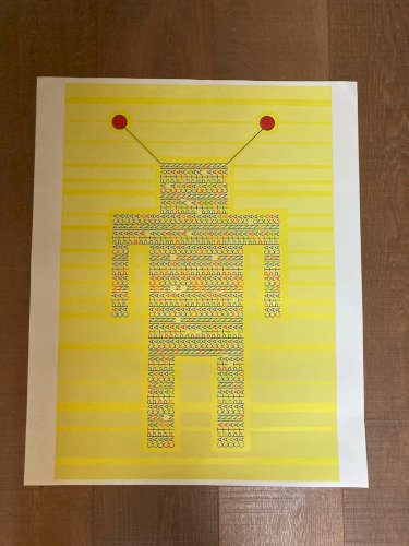 Sérigraphie 1990 Art Robot Capitaine Captain Jaune Lettrage A Identifier