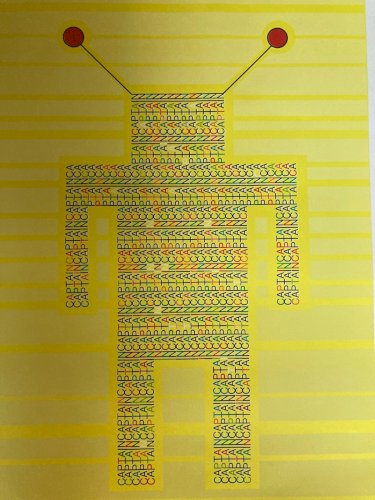 Sérigraphie 1990 Art Robot Capitaine Captain Jaune Lettrage A Identifier