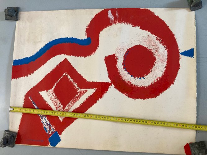 Sérigraphie abstrait louis Teyssandier 1970 Art abstraction litho