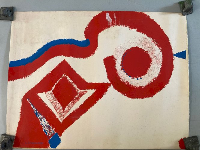 Sérigraphie abstrait louis Teyssandier 1970 Art abstraction litho