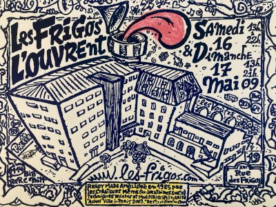 Sérigraphie Rehausse Signé À La Main Frigo PAELLA CHIMICOS - Michel PALACIOS Art