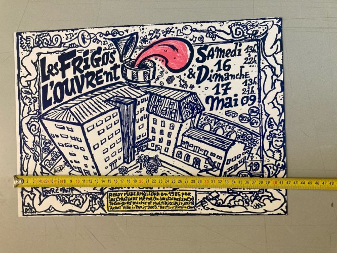 Sérigraphie Rehausse Signé À La Main Frigo PAELLA CHIMICOS - Michel PALACIOS Art